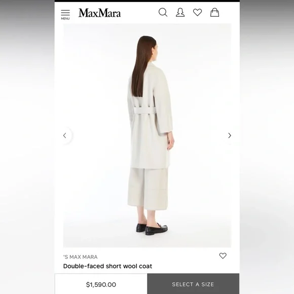 SOLD NWT ‘S Max Mara ‘Arona’ Double Faced Short Wool Coat with Belt Fall/Winter - Picture 8 of 17